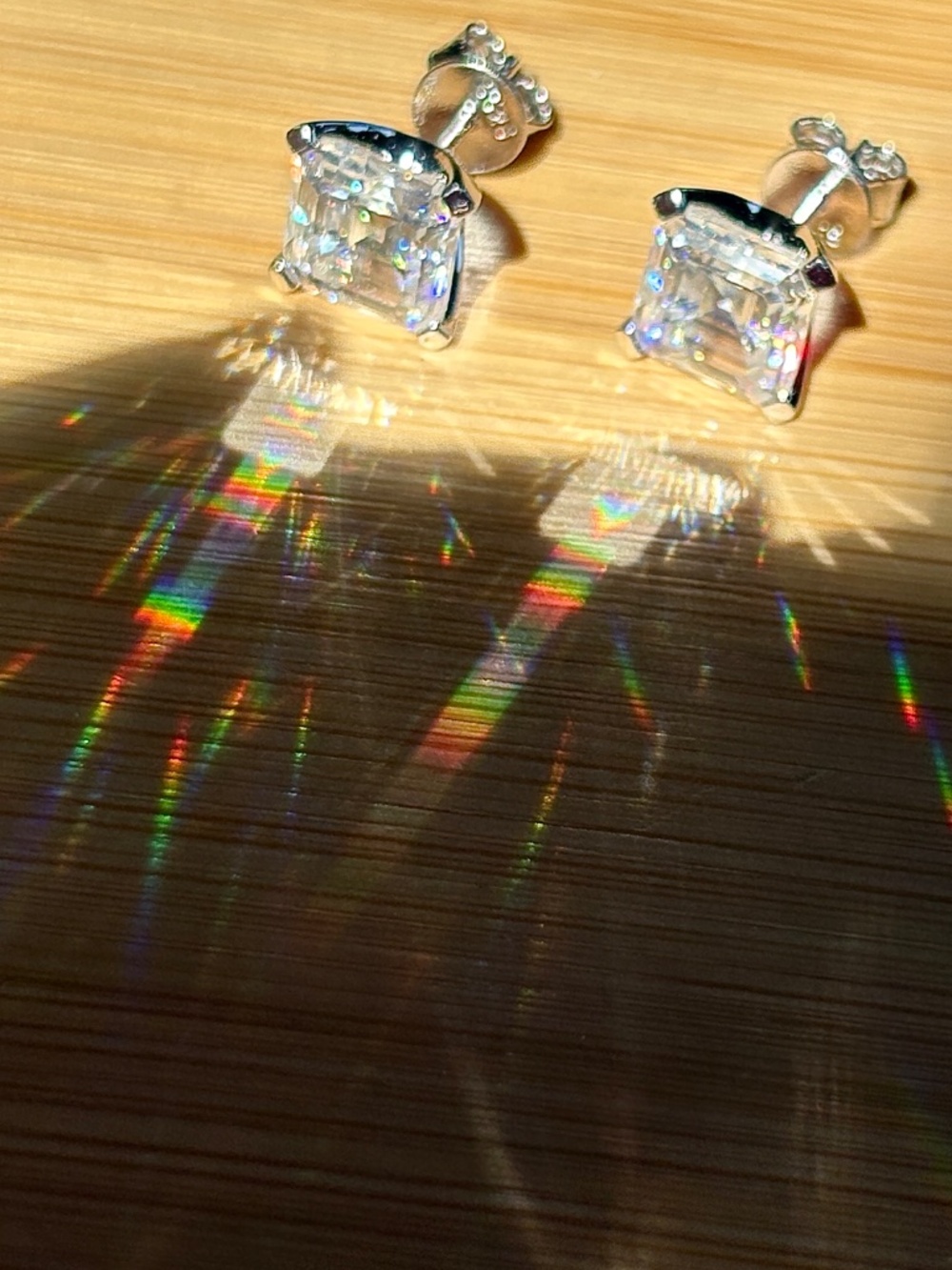 A perfect pair of 6ctw Asscher Moissanite studs in 935 Argentium silver! - Picture 3 of 15